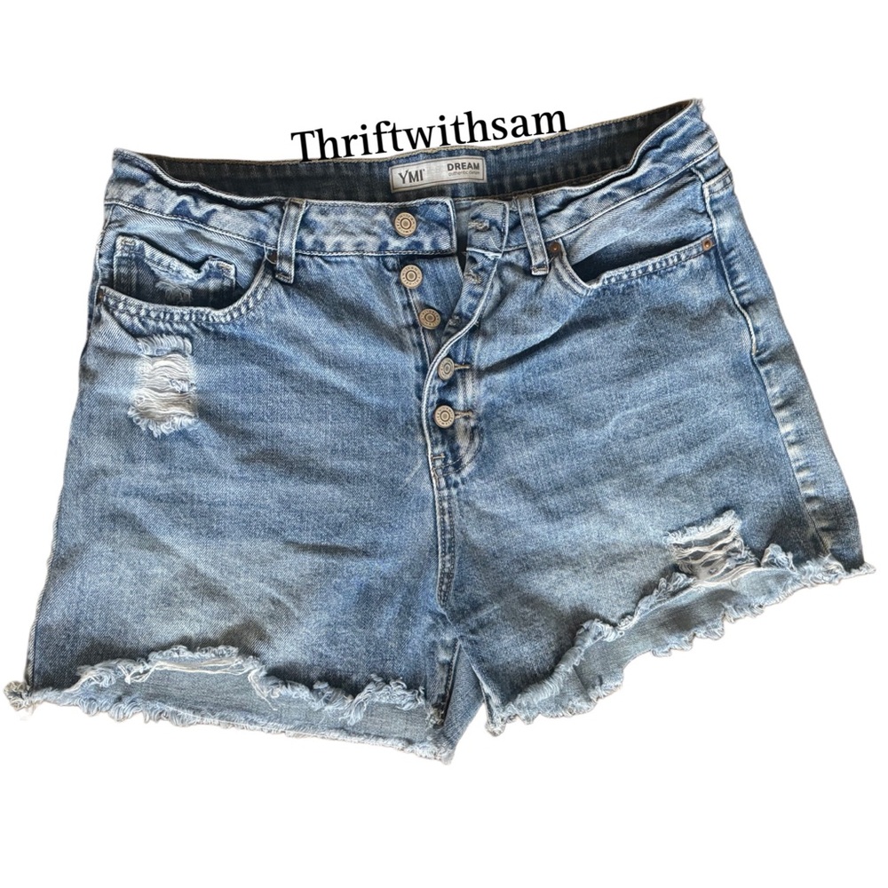 YMI dream authentic distressed light wash denim jean high waisted shorts